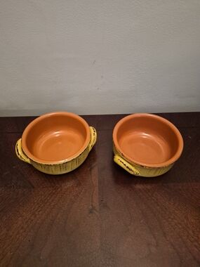 De Silva Yellow and Orange Ceramic Soup  Bowls - Set of 2 Made In Italy
